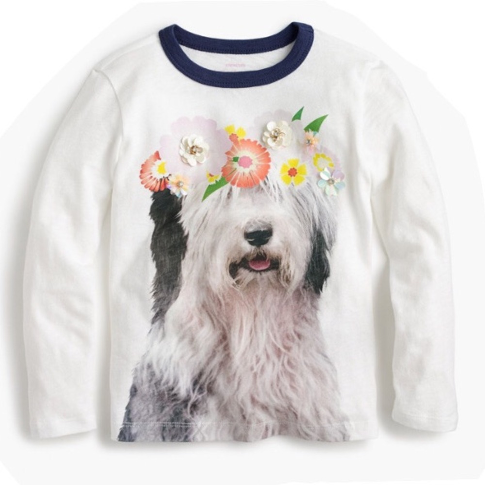 NEW crewcuts dog with flower crown Long sleeve